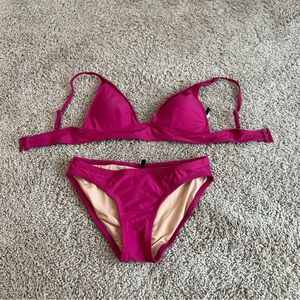 J. Crew Raspberry Triangle Bikini Top